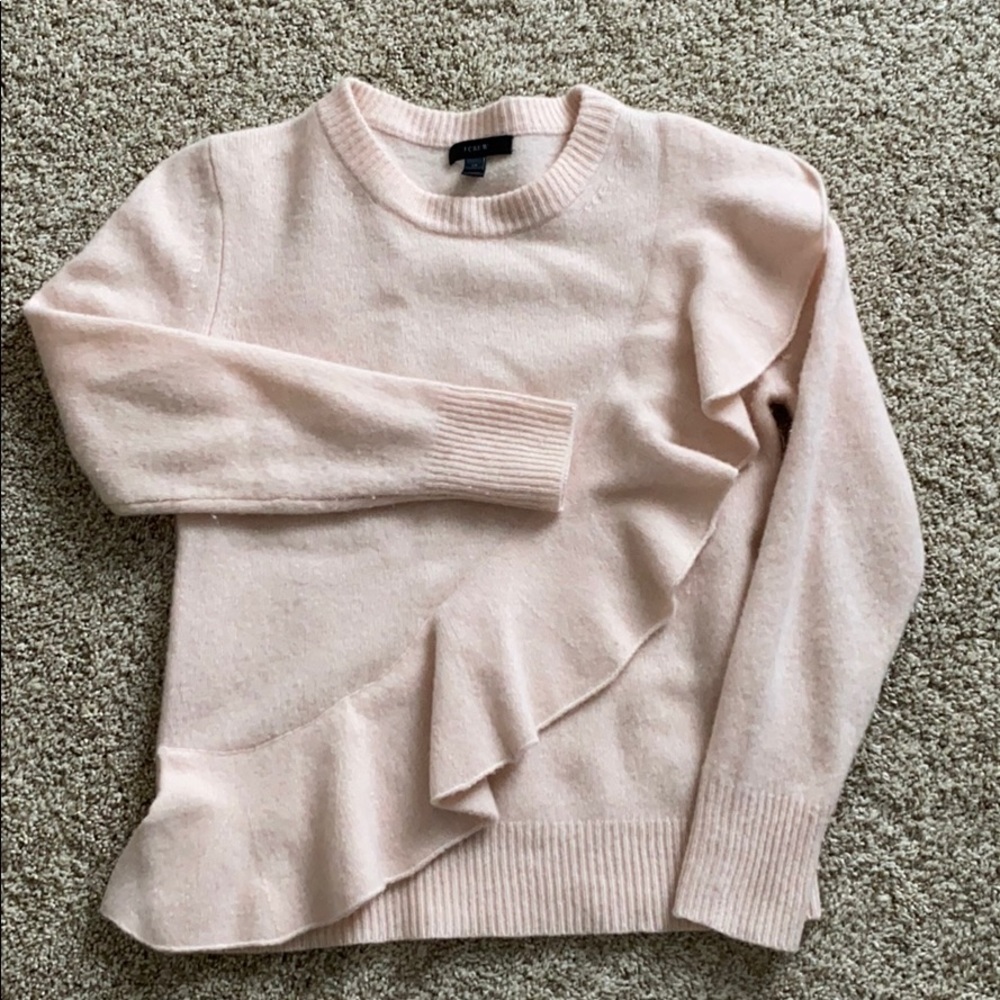 Pale Pink J. Crew Ruffle Sweater